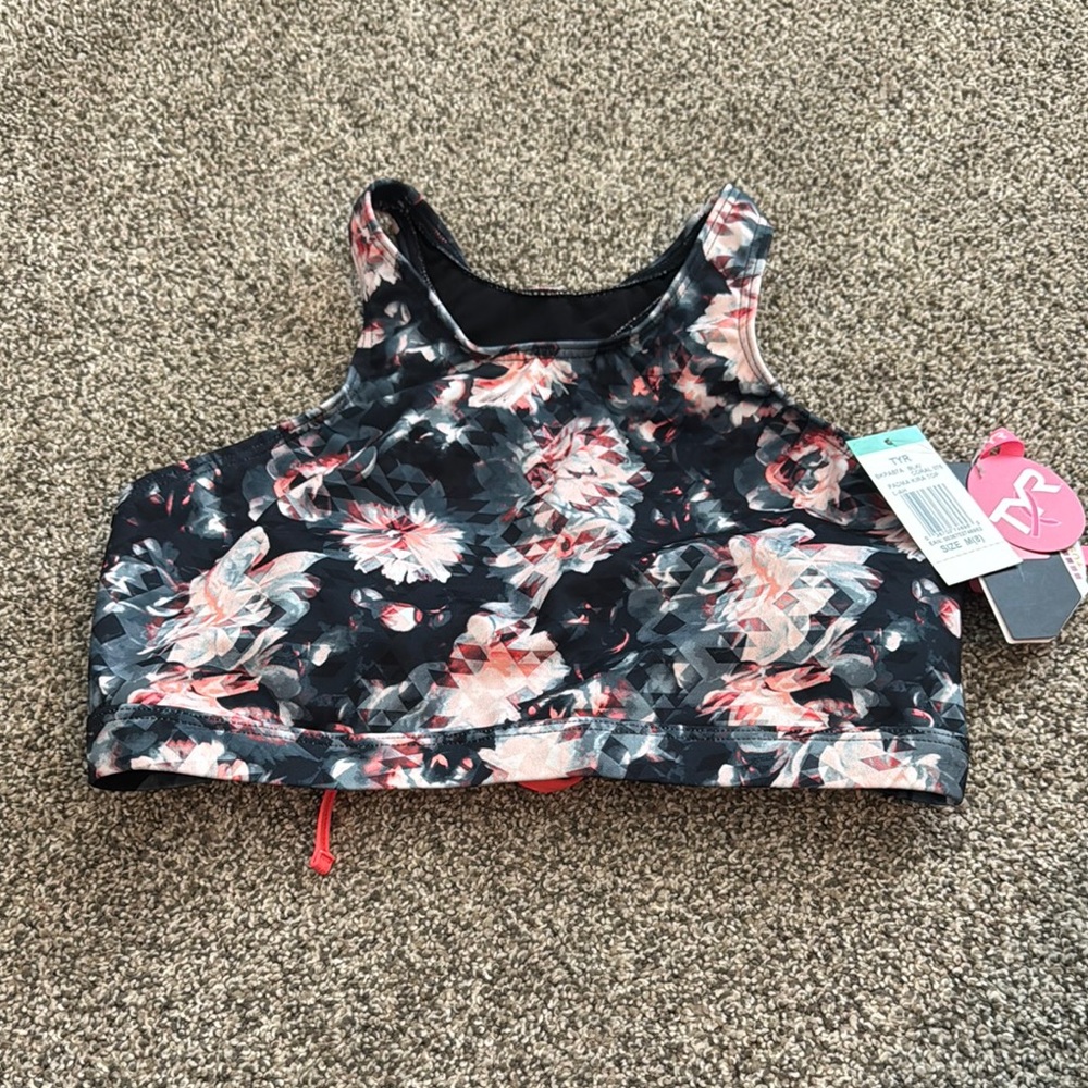Floral Women's Mid-Support Swim Top, TYR, NWT